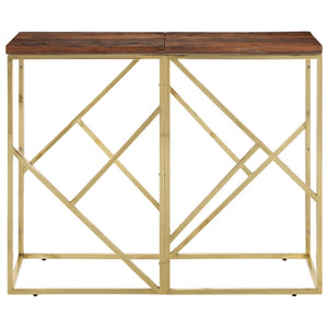 vidaXL Console Table Gold Stainless Steel and Solid Wood Sleeper