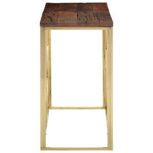 vidaXL Console Table Gold Stainless Steel and Solid Wood Sleeper