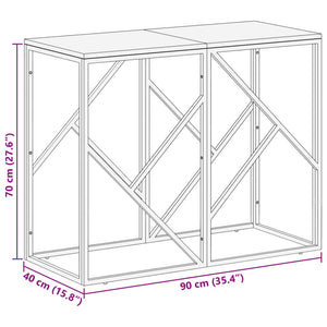 vidaXL Console Table Silver Stainless Steel and Solid Wood Acacia