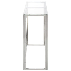 vidaXL Console Table Silver Stainless Steel and Tempered Glass