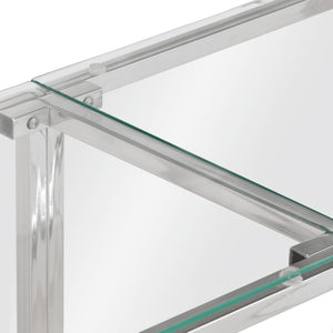 vidaXL Console Table Silver Stainless Steel and Tempered Glass