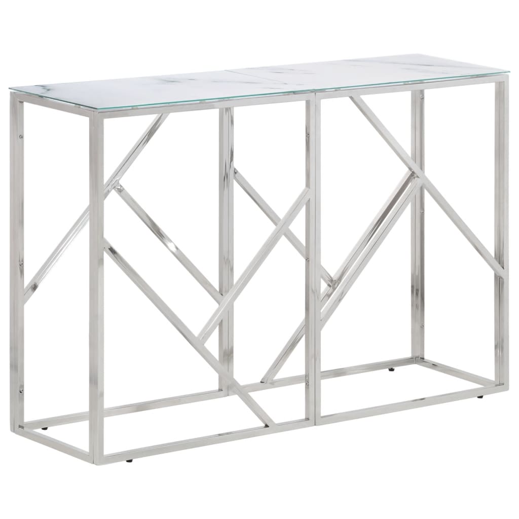 vidaXL Console Table Silver Stainless Steel and Tempered Glass