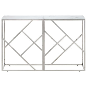 vidaXL Console Table Silver Stainless Steel and Tempered Glass