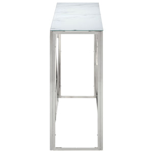 vidaXL Console Table Silver Stainless Steel and Tempered Glass