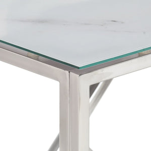 vidaXL Console Table Silver Stainless Steel and Tempered Glass