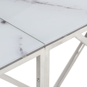 vidaXL Console Table Silver Stainless Steel and Tempered Glass