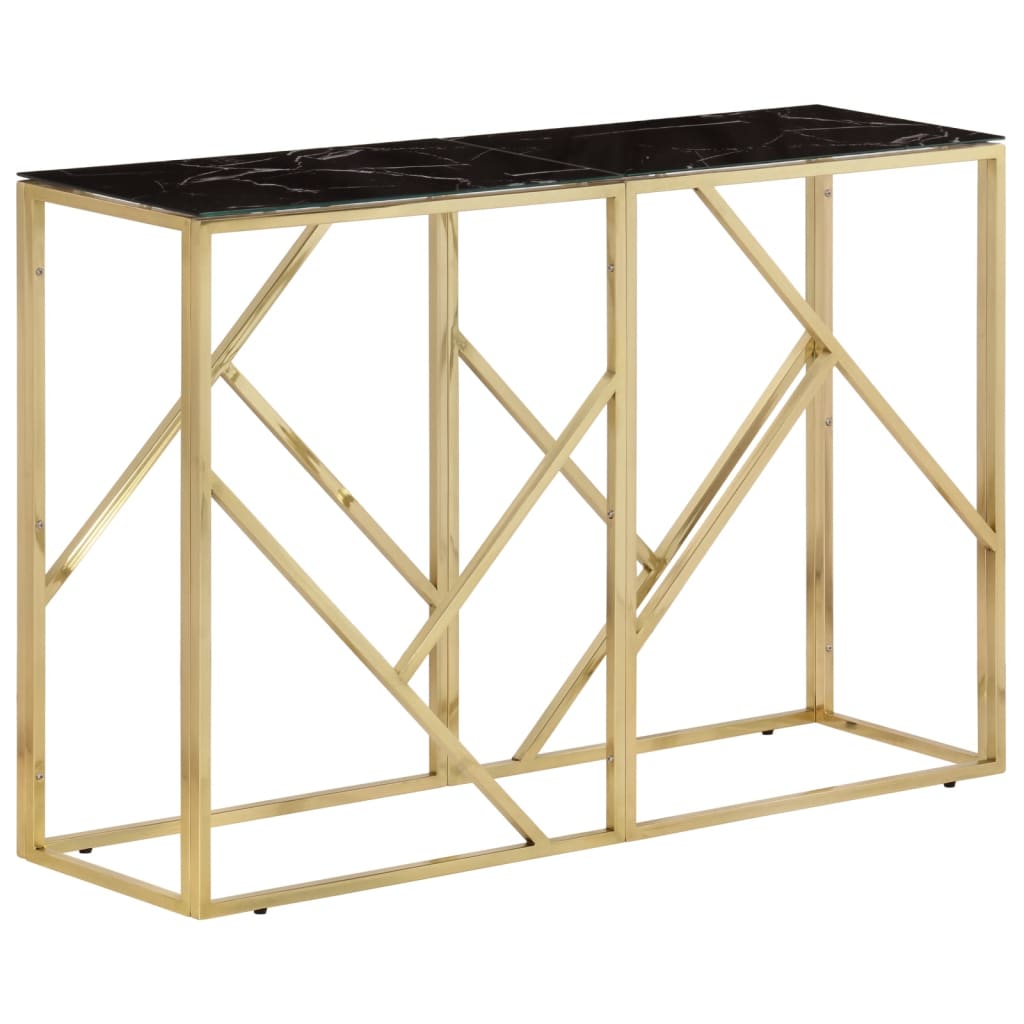 vidaXL Console Table Gold Stainless Steel and Tempered Glass