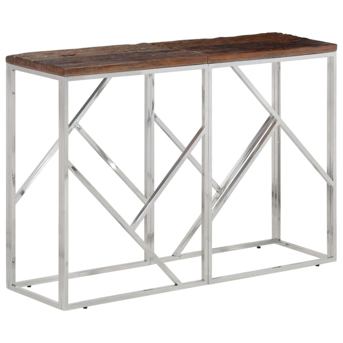 vidaXL Console Table Silver Stainless Steel and Solid Wood Sleeper