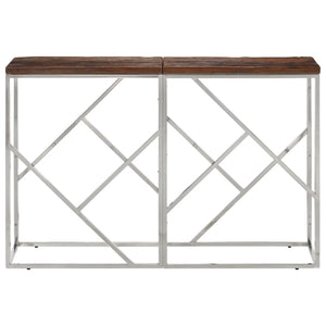 vidaXL Console Table Silver Stainless Steel and Solid Wood Sleeper