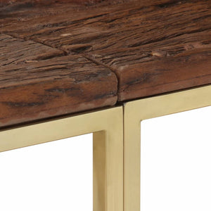 vidaXL Console Table Gold Stainless Steel and Solid Wood Sleeper