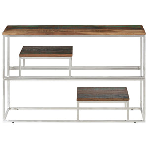 vidaXL Console Table Silver Stainless Steel and Solid Reclaimed Wood