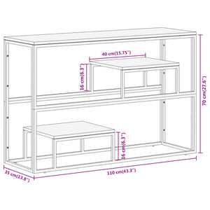 vidaXL Console Table Silver Stainless Steel and Solid Reclaimed Wood