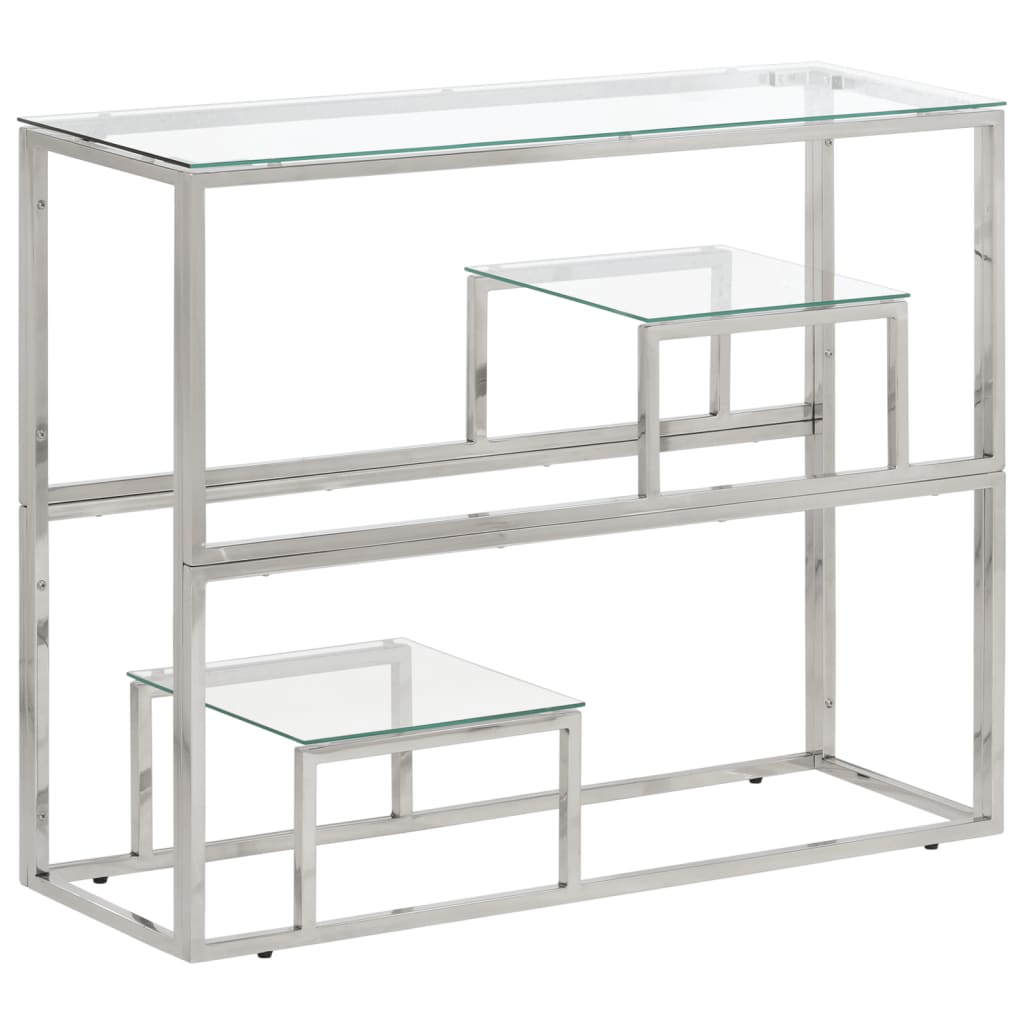 vidaXL Console Table Silver Stainless Steel and Tempered Glass