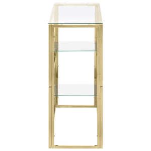 vidaXL Console Table Gold Stainless Steel and Tempered Glass