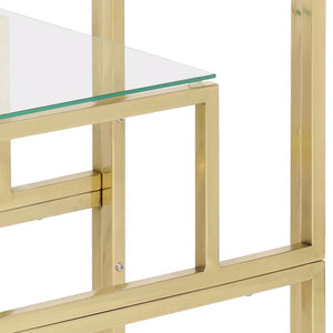 vidaXL Console Table Gold Stainless Steel and Tempered Glass