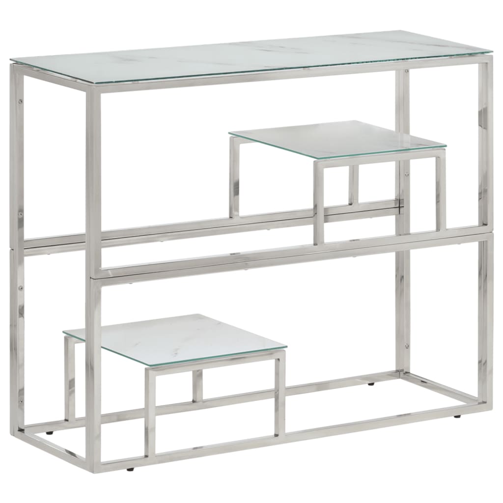 vidaXL Console Table Silver Stainless Steel and Tempered Glass