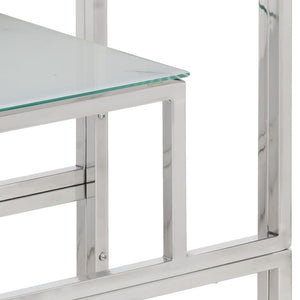 vidaXL Console Table Silver Stainless Steel and Tempered Glass