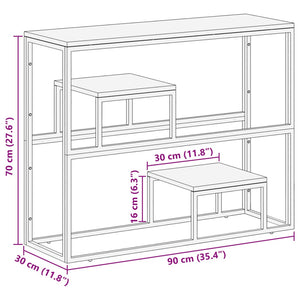 vidaXL Console Table Silver Stainless Steel and Solid Wood Acacia