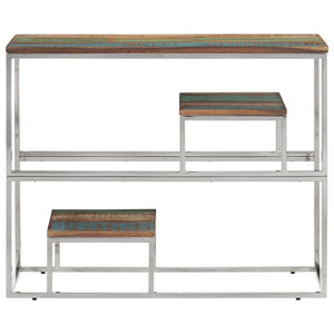 vidaXL Console Table Silver Stainless Steel and Solid Wood Reclaimed