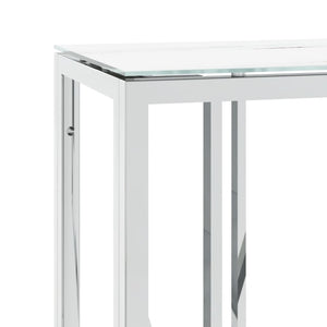 vidaXL Console Table Silver 110x30x70 cm Stainless Steel and Glass