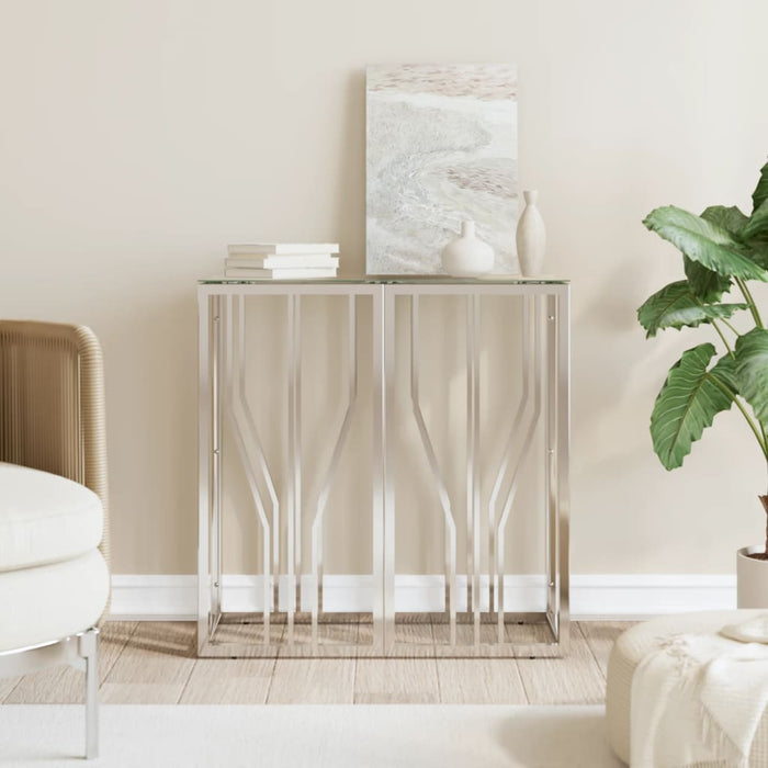 vidaXL Console Table 70x30x70 cm Stainless Steel and Glass