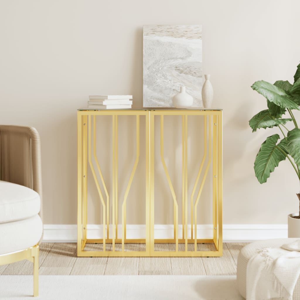 vidaXL Console Table Gold 70x30x70 cm Stainless Steel and Glass