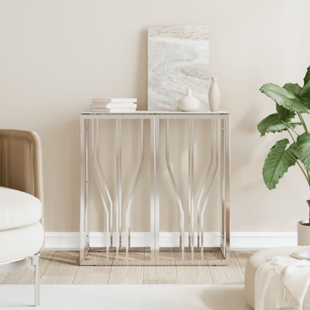 vidaXL Console Table Silver 70x30x70 cm Stainless Steel and Glass