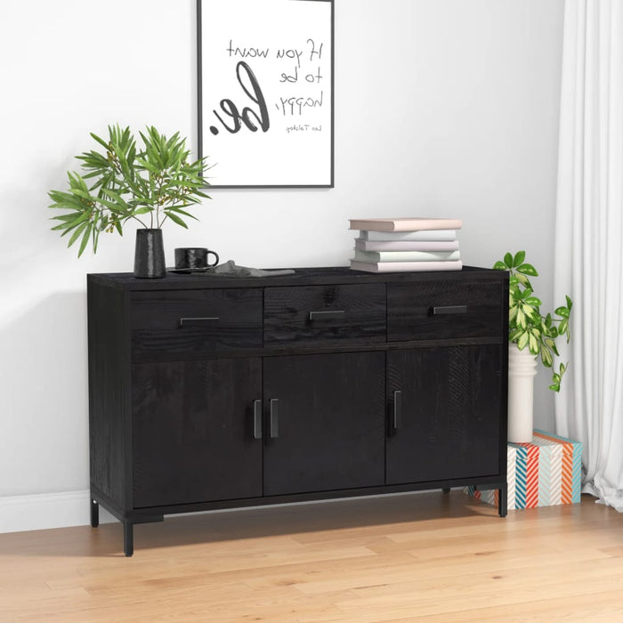 vidaXL Sideboard Black 110x35x70 cm Solid Pinewood