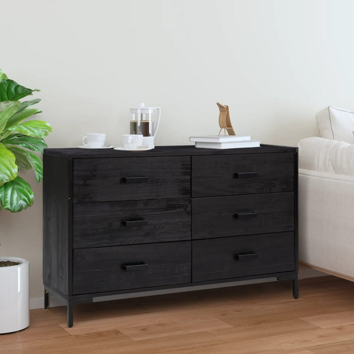 vidaXL Sideboard Black 110x35x70 cm Solid Pinewood