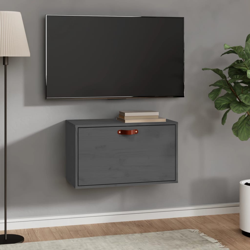 vidaXL Wall Cabinet Grey 60x30x35 cm Solid Wood Pine