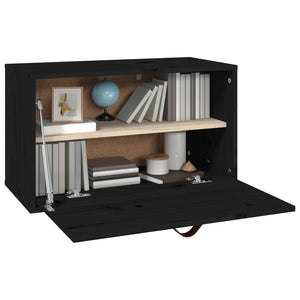 vidaXL Wall Cabinet Black 60x30x35 cm Solid Wood Pine