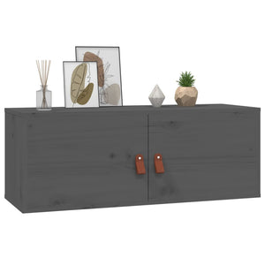 vidaXL Wall Cabinet Grey 80x30x30 cm Solid Wood Pine