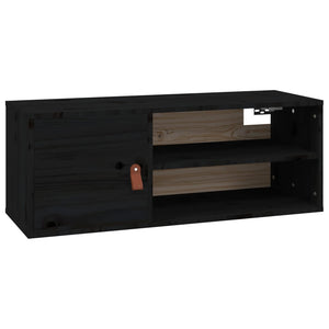 vidaXL Wall Cabinet Black 80x30x30 cm Solid Wood Pine