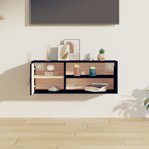 vidaXL Wall Cabinet Black 80x30x30 cm Solid Wood Pine