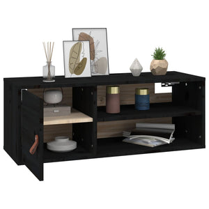 vidaXL Wall Cabinet Black 80x30x30 cm Solid Wood Pine