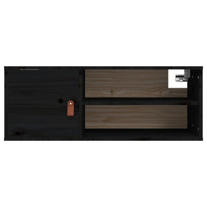 vidaXL Wall Cabinet Black 80x30x30 cm Solid Wood Pine