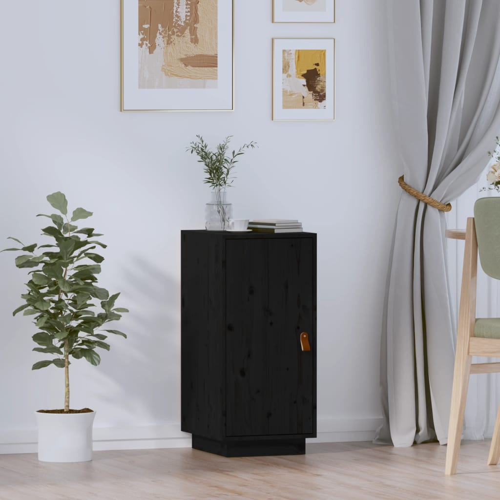 vidaXL Sideboard Black 34x40x75 cm Solid Wood Pine