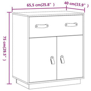 vidaXL Sideboard Black 65.5x40x75 cm Solid Wood Pine