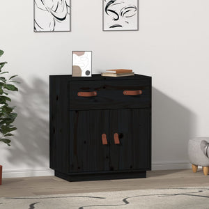 vidaXL Sideboard Black 65.5x40x75 cm Solid Wood Pine