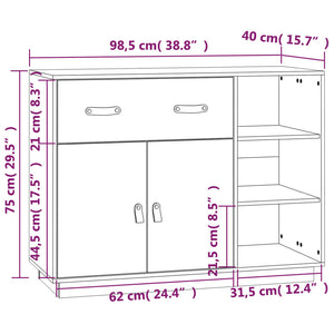 vidaXL Sideboard Honey Brown 98.5x40x75 cm Solid Wood Pine