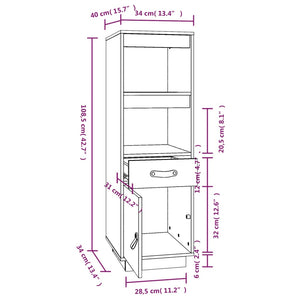 vidaXL Highboard Black 34x40x108,5 cm Solid Wood Pine