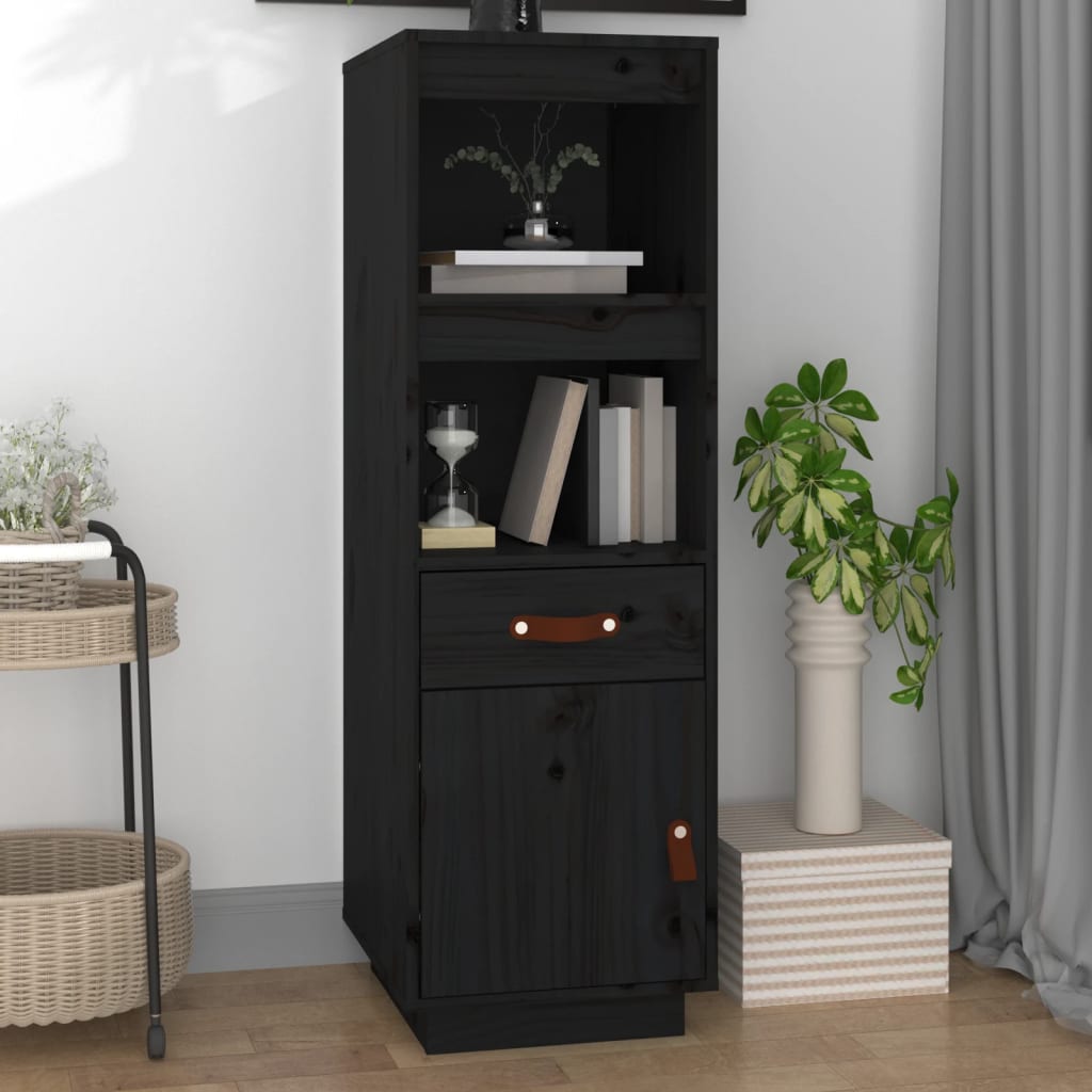 vidaXL Highboard Black 34x40x108,5 cm Solid Wood Pine