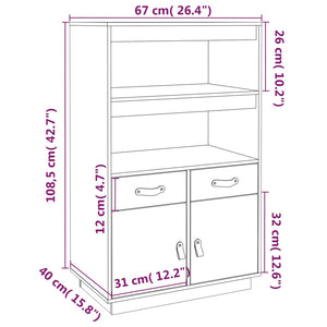 vidaXL Highboard White 67x40x108.5 cm Solid Wood Pine