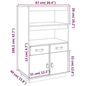 vidaXL Highboard Honey Brown 67x40x108.5 cm Solid Wood Pine