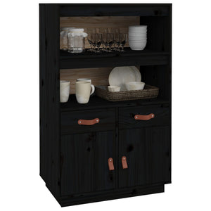 vidaXL Highboard Black 67x40x108.5 cm Solid Wood Pine