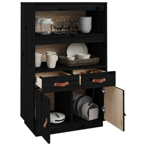 vidaXL Highboard Black 67x40x108.5 cm Solid Wood Pine