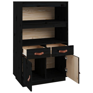 vidaXL Highboard Black 67x40x108.5 cm Solid Wood Pine