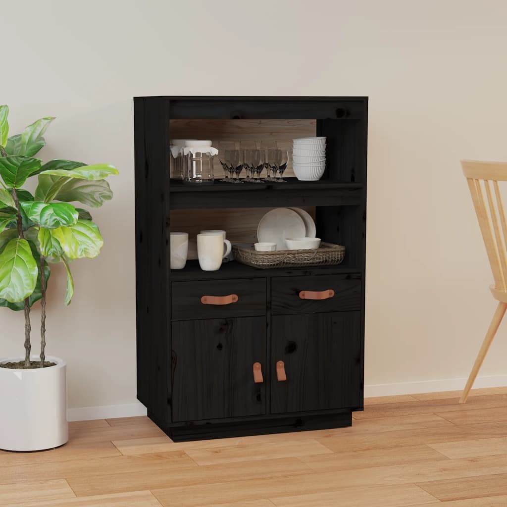 vidaXL Highboard Black 67x40x108.5 cm Solid Wood Pine