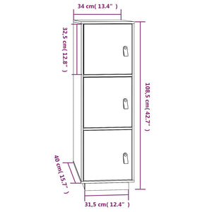 vidaXL Highboard 34x40x108.5 cm Solid Wood Pine