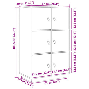 vidaXL Highboard Black 67x40x108.5 cm Solid Wood Pine